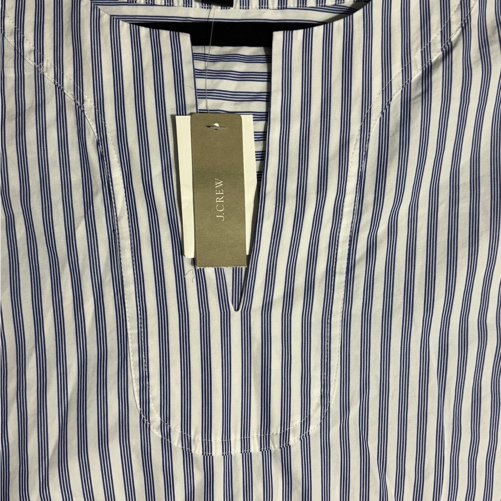 NWT! J. Crew Black Label Blue & White Striped Notch-Neck Tunic Shirt - Picture 7 of 8